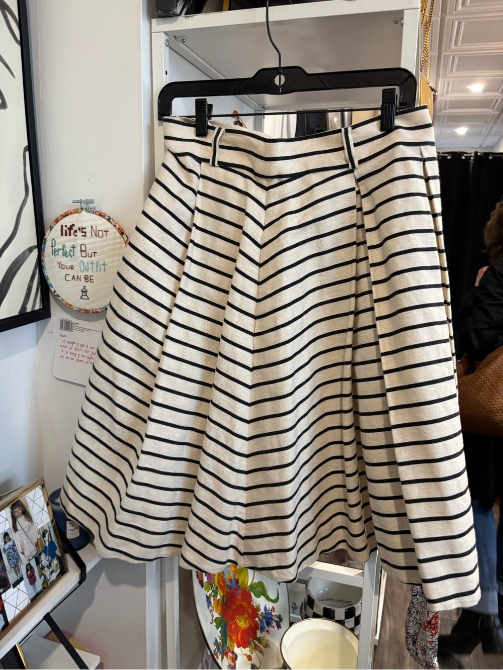 kate spade Black & White Striped Circle Skirt